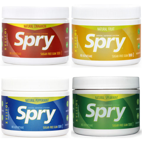 100ct Spry Gum - 4 Flavors (Cinnamon, Fruit, Peppermint, Spearmint)
