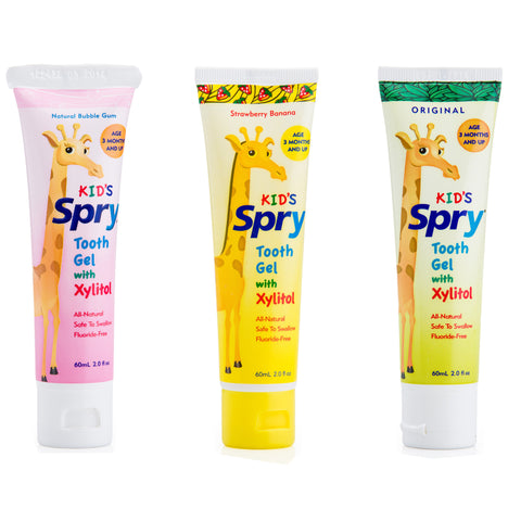Spry Tooth Gel Combo (3 pack) - Bubble Gum, Strawberry Banana, Original